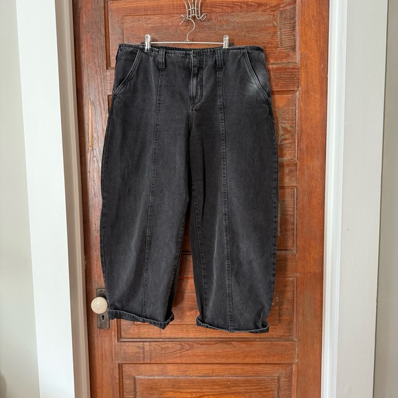 Future Collective Mid-Rise Barrel Leg Jeans - Black Wash, Size 12 - Picture 7 of 7